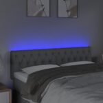 vidaXL Čelo postele s LED bledosivé 144x7x78/88 cm látka – Obrázok 3