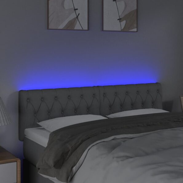 vidaXL Čelo postele s LED bledosivé 144x7x78/88 cm látka – Obrázok 3