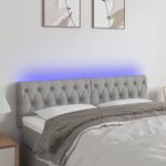 vidaXL Čelo postele s LED bledosivé 144x7x78/88 cm látka