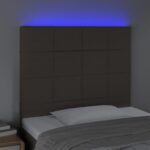 VidaXL Čelo postele s LED sivohnedé 80x5x118/128 cm látka – Obrázok 3