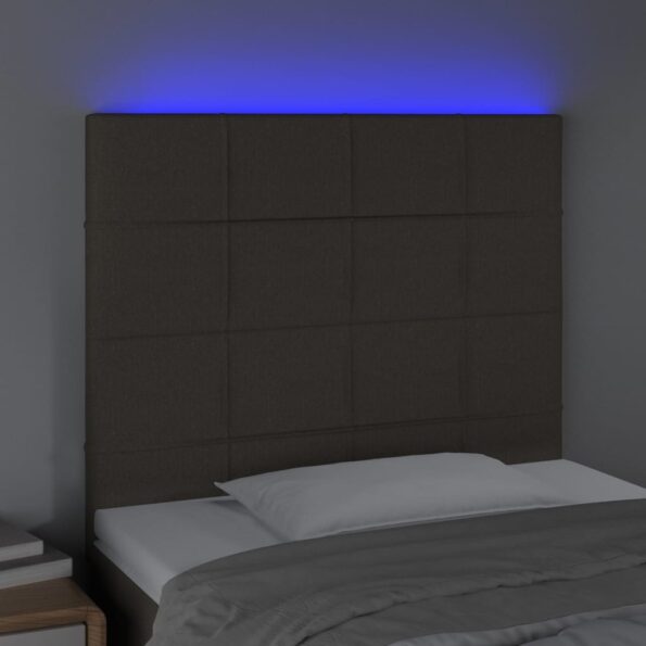 VidaXL Čelo postele s LED sivohnedé 80x5x118/128 cm látka – Obrázok 3