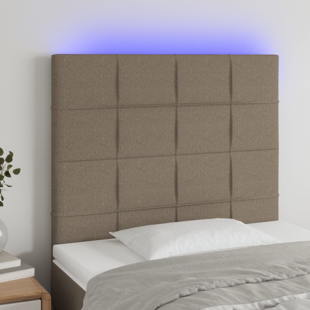VXL8720287290469_m_en_hd_1.jpg VidaXL Čelo postele s LED sivohnedé 80x5x118/128 cm látka – Obrázok 1
