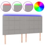 vidaXL Čelo postele s LED bledosivé 200x5x118/128 cm látka – Obrázok 2