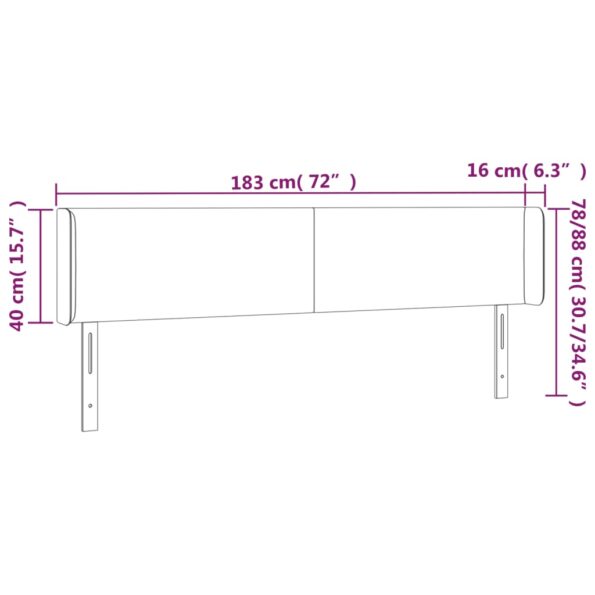 vidaXL Čelo postele s LED tmavosivé 183x16x78/88 cm látka – Obrázok 6
