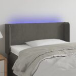 vidaXL Čelo postele s LED tmavosivé 103x16x78/88 cm zamat