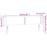 vidaXL Čelo postele s LED bledosivé 203x16x78/88 cm zamat – Obrázok 6