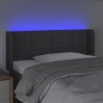 vidaXL Čelo postele s LED tmavosivé 83x16x78/88 cm látka – Obrázok 4