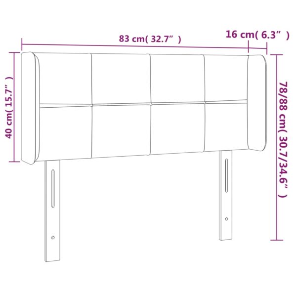 vidaXL Čelo postele s LED tmavosivé 83x16x78/88 cm látka – Obrázok 6