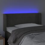 vidaXL Čelo postele s LED tmavosivé 103x16x78/88 cm zamat – Obrázok 4
