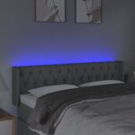 vidaXL Čelo postele s LED bledosivé 147x16x78/88 cm látka – Obrázok 4