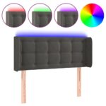 vidaXL Čelo postele s LED tmavosivé 103x16x78/88 cm zamat – Obrázok 2