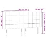 vidaXL Čelo postele s LED bledosivé 203x16x118/128 cm látka – Obrázok 6