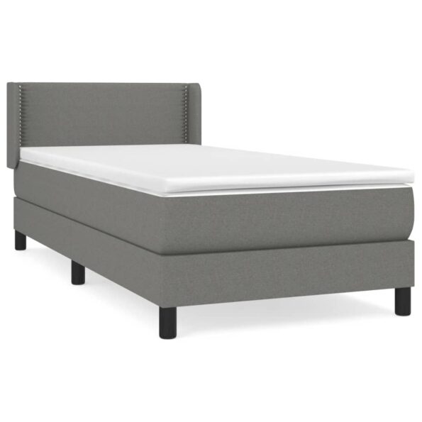 vidaXL Boxspring posteľ s matracom tmavosivá 90x200 cm látka – Obrázok 2