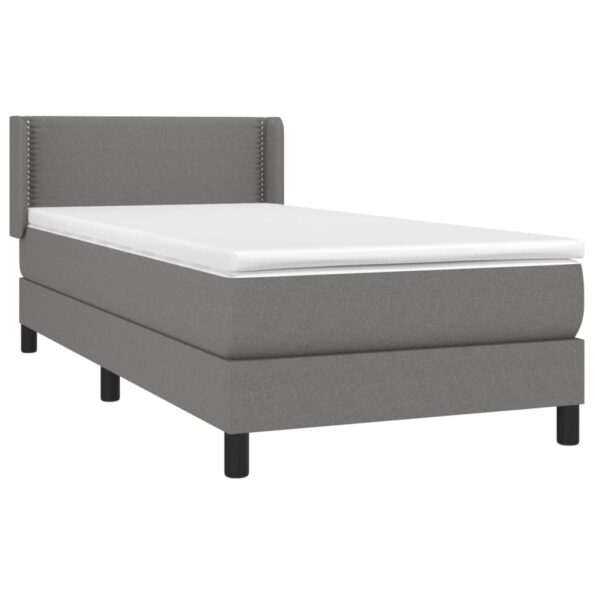 vidaXL Boxspring posteľ s matracom tmavosivá 90x200 cm látka – Obrázok 3