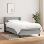 vidaXL Boxspring posteľ s matracom bledosivý 100x200 cm látka