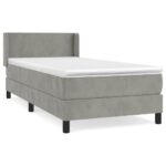 vidaXL Posteľný rám boxsping s matracom bledosivý 90x190 cm zamat – Obrázok 2