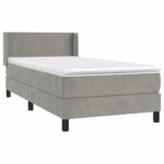 vidaXL Posteľný rám boxsping s matracom bledosivý 90x190 cm zamat – Obrázok 3