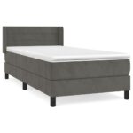 vidaXL Posteľný rám boxspring s matracom tmavosivý 100x200 cm zamat – Obrázok 2