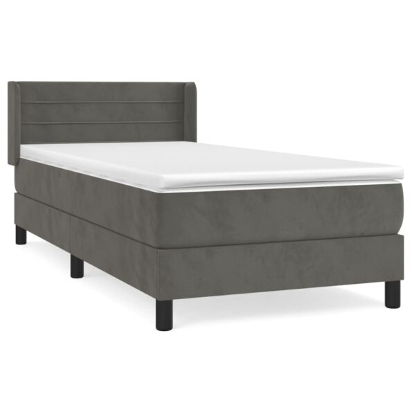 vidaXL Posteľný rám boxspring s matracom tmavosivý 100x200 cm zamat – Obrázok 2
