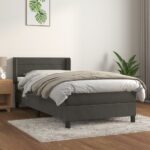 vidaXL Posteľný rám boxspring s matracom tmavosivý 100x200 cm zamat