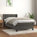 vidaXL Posteľný rám boxspring s matracom tmavosivý 100x200 cm zamat