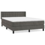 vidaXL Posteľný rám boxspring s matracom tmavosivý 140x200 cm zamat – Obrázok 2