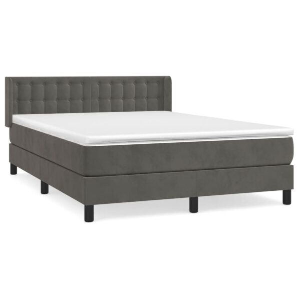 vidaXL Posteľný rám boxspring s matracom tmavosivý 140x200 cm zamat – Obrázok 2