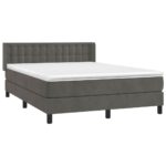vidaXL Posteľný rám boxspring s matracom tmavosivý 140x200 cm zamat – Obrázok 3