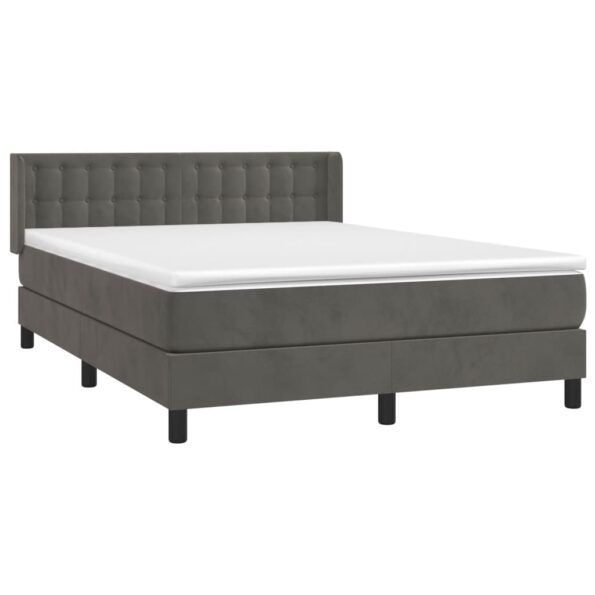 vidaXL Posteľný rám boxspring s matracom tmavosivý 140x200 cm zamat – Obrázok 3