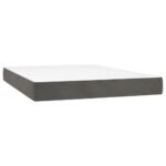 vidaXL Posteľný rám boxspring s matracom tmavosivý 140x200 cm zamat – Obrázok 5
