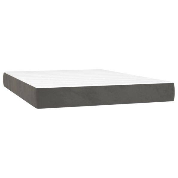 vidaXL Posteľný rám boxspring s matracom tmavosivý 140x200 cm zamat – Obrázok 5