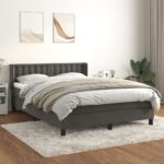 vidaXL Posteľný rám boxspring s matracom tmavosivý 140x200 cm zamat