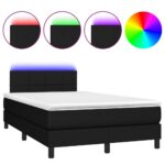 vidaXL Posteľ boxsping s matracom a LED čierna 120x200 cm látka – Obrázok 2