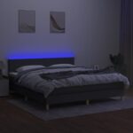 vidaXL Posteľ boxsping s matracom a LED tmavosivá 180x200 cm látka – Obrázok 4
