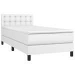 vidaXL Boxspring posteľ s matracom a LED biela 90x200 cm umelá koža – Obrázok 3