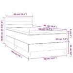vidaXL Posteľ boxsping s matracom a LED bledosivá 90x190 cm zamat – Obrázok 8
