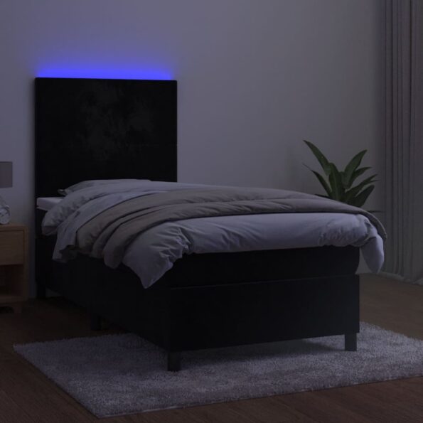 vidaXL Posteľ boxsping s matracom a LED čierna 80x200 cm zamat – Obrázok 4