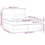 vidaXL Posteľ boxsping s matracom a LED tmavosivá 180x200 cm zamat – Obrázok 8