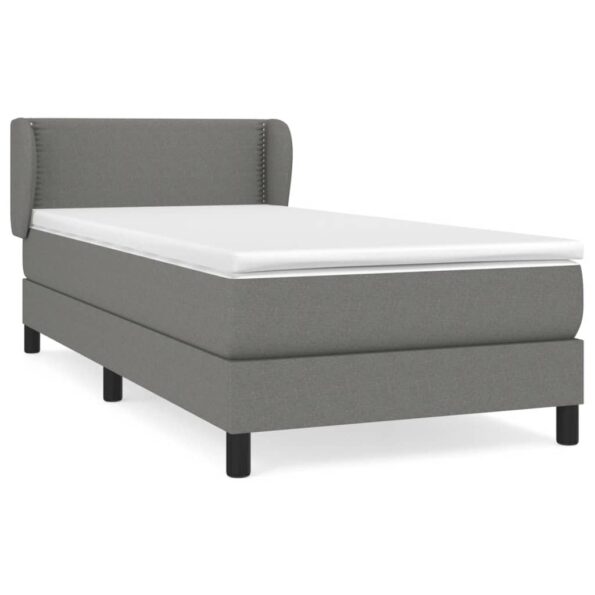 vidaXL Boxspring posteľ s matracom tmavosivá 90x200 cm látka – Obrázok 2