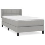 vidaXL Posteľný rám boxsping s matracom bledosivý 90x200 cm látka – Obrázok 2