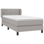 vidaXL Posteľný rám boxsping s matracom bledosivý 90x200 cm látka – Obrázok 3