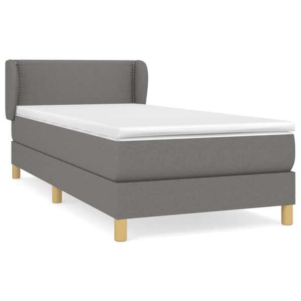 vidaXL Boxspring posteľ s matracom tmavosivá 90x200 cm látka – Obrázok 2