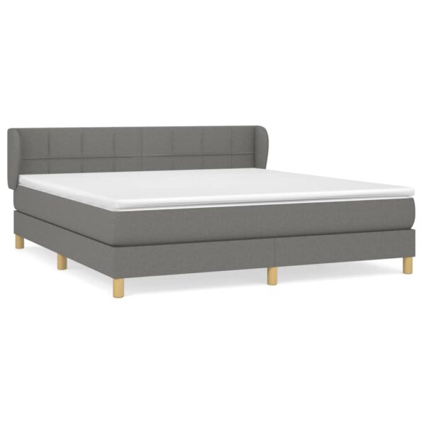 vidaXL Boxspring posteľ s matracom tmavosivá 180x200 cm látka – Obrázok 2