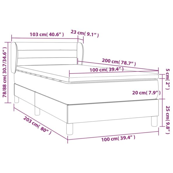 vidaXL Boxspring posteľ s matracom tmavosivá 100x200 cm látka – Obrázok 7