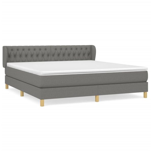 vidaXL Boxspring posteľ s matracom tmavosivá 180x200 cm látka – Obrázok 2