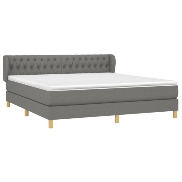 vidaXL Boxspring posteľ s matracom tmavosivá 180x200 cm látka – Obrázok 3
