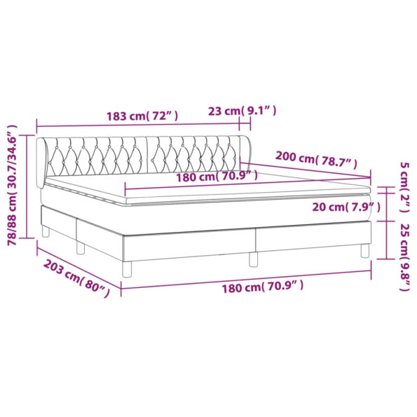 vidaXL Boxspring posteľ s matracom tmavosivá 180x200 cm látka – Obrázok 7