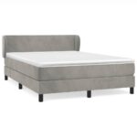 vidaXL Posteľný rám boxsping s matracom bledosivý 140x200 cm zamat – Obrázok 2