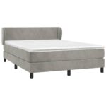 vidaXL Posteľný rám boxsping s matracom bledosivý 140x200 cm zamat – Obrázok 3