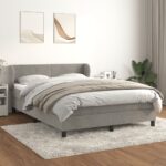 vidaXL Posteľný rám boxsping s matracom bledosivý 140x200 cm zamat